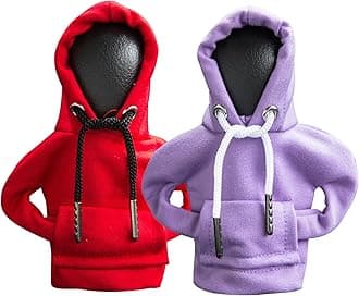 2Pcs Car Shift Knob Hoodie,Gear Shift Hoodie,Funny Sweater Hoodie for Gearshift,Automotive Interior Accessories（Red and Purple）
