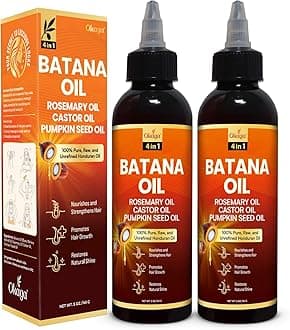 Batana Oil for Hair Growth with Rosemary, Castor, and Pumpkin Seed Oils, 100% Pure Unrefined Honduran Formula, Strengthens, Nourishes, Revives Scalp & Strands, Natural Care for All Types (2PK)