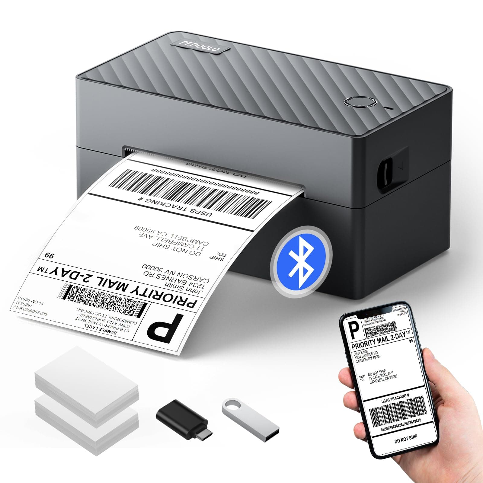 Label Printer, 4x6 Shipping Label Thermal Printer for Packages, Bluetooth Conection and Compatible with Android. iPhone.Windows, Mac, Chromebook, Amazon, Ebay, UPS.USPS, FedEx, Shopify
