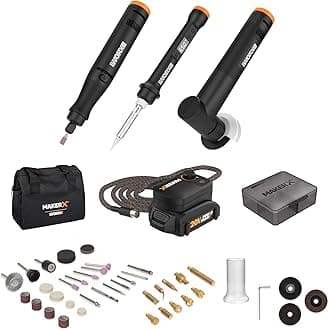 MAKERX WX991L 3pc Crafting Tool Combo Kit - Rotary Tool + Angle Grinder + Wood & Metal Crafter