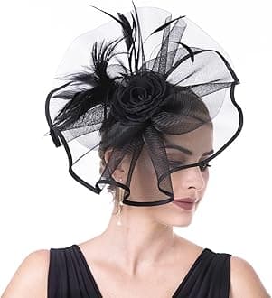 Lucky LeafGirl Lady Hat Headwear Organza Church Feather Clip Fascinators Hat Wedding Party Cap for Women