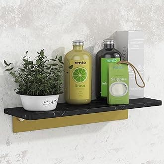 Marble Floating Shelves for Wall, Sturdy Modern Bathroom Shelf Organizer, Black and Gold Polished Shower Shelf, Rustic Shelf for Bathroom, Shower Room, Living Room, Kitchen, Bedroom