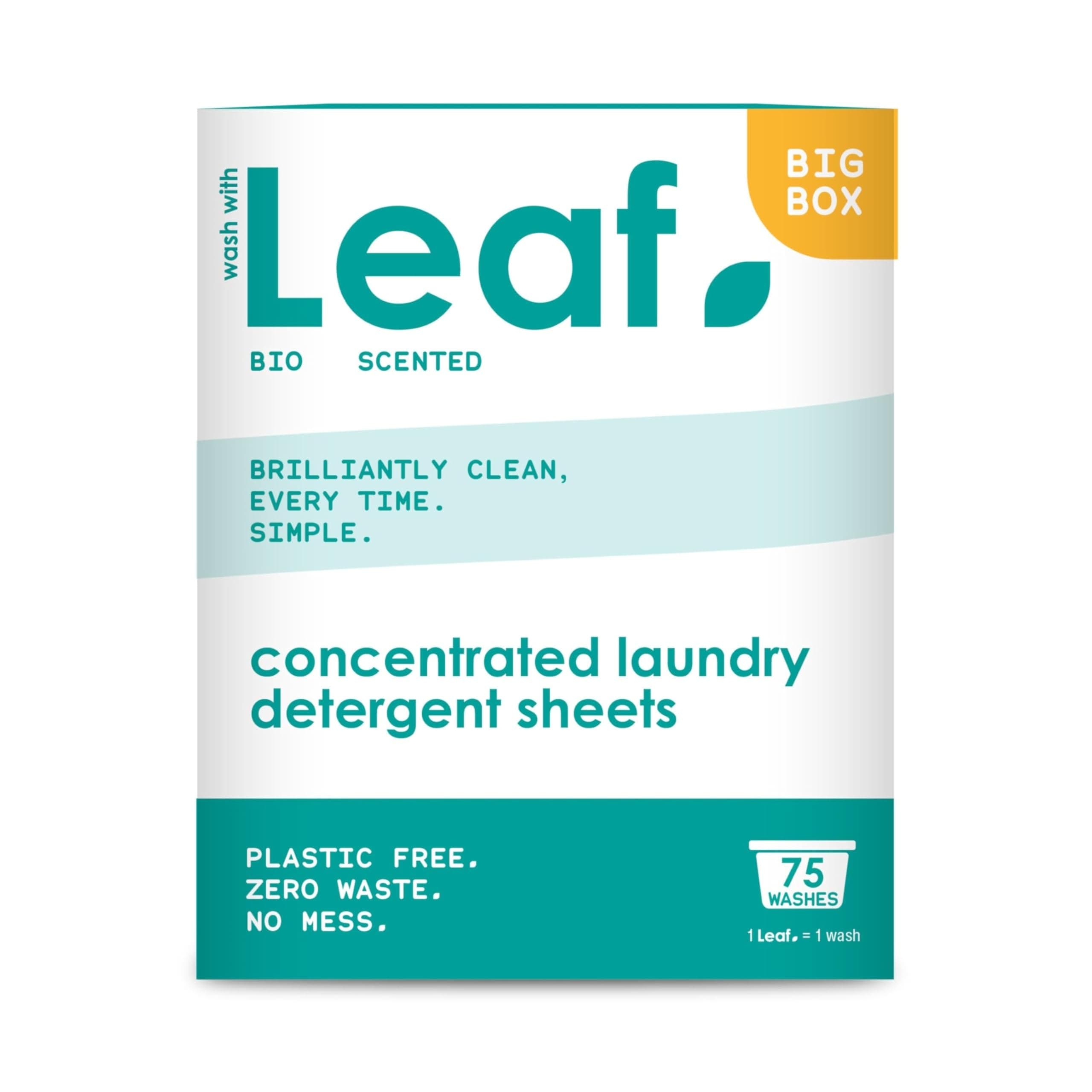 Leaf Laundry Sheets x75 Ultra Concentrated Bio Washing Detergent - Simple Detergent, Swaps Pods, Liquid, Powder, Capsules – Travel Wash, Pack Of 1