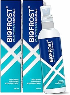 BioFrost Cold Therapy Pain Relief Spray Pack of 2 (100ml Each) | Fast Acting Cooling Relief after Sports and Workouts | Perfect for Muscle Recovery, Joint, Back, Neck & Pain | Non Sticky, Easy Apply