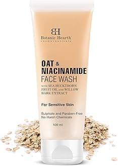 Botanic Hearth Oat & Niacinamide cleanser Face Wash Enriched with Seabuckthorn fruit oil, Willow Bark Extract | Ideal for Sensitive Skin | For Women & Men | Sulphate & Paraben Free | 100ml
