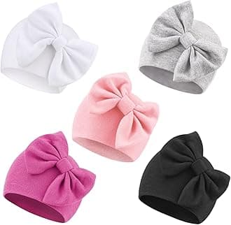 AQOKKA Newborn Baby Hats and Mittens Set Infant Beanie Cap Toddler Gloves Newborn Hospital Hats for Baby Girls Kid 0-6 Months