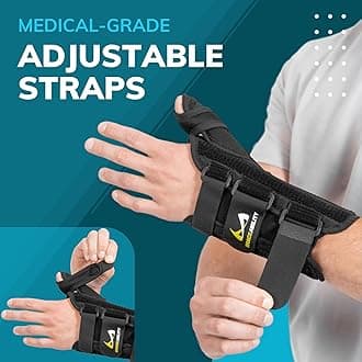 BraceAbility Wrist and Thumb Spica Splint - De Quervain's Tenosynovitis Long Forearm Cast Stabilizer for Tendonitis, Sprains, Thumb Brace for Arthritis Pain and Support - (M Right Hand)