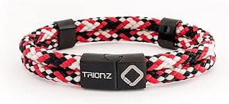 TRION:Z Zen Loop Duo Magnetic Bracelets for Women & Men Wristband Featuring Patented ANSPO Technology Unisex Bracelet (Small, Black/Red/Silver)