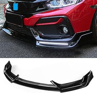 Front Bumper Lip Compatible with Honda Civic 10th Gen Si Hatchback 2017-2021 Air Dam Front Lip Spoiler Splitter Chin Diffuser Protector Body Kit, Glossy Black w/Turn Signal Light
