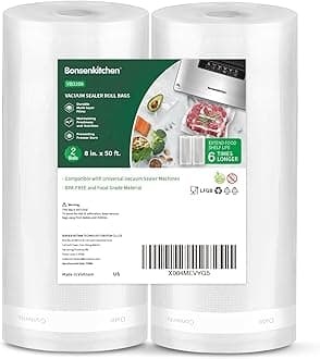 Vacuum Sealer Bags, 8" x 50' Rolls 2 pack for Food Storage Saver, Bpa Free, Heavy Duty, Commercial Grade Textured Food Roll, Customized Size Bag for Sous Vide Cooking,VB3209