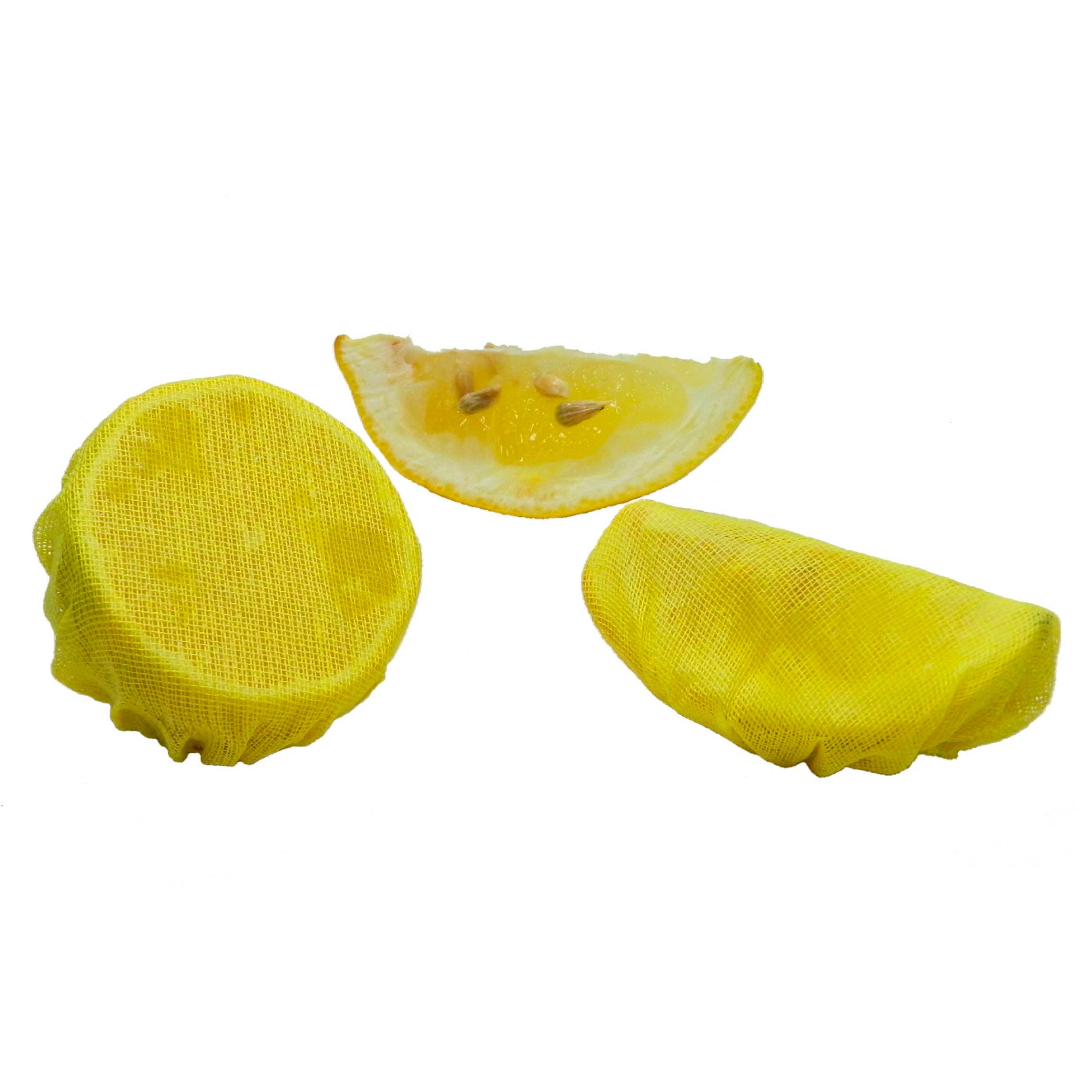 Stretch Wraps, Lemon Wedge Bag Covers for Seed Free Squeezing of Lemon Halves or Wedges, Stretch Wraps, Yellow 12 Count