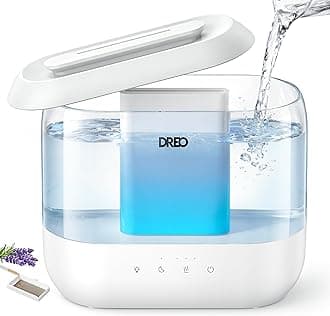 DREO Humidifier for Bedroom Baby, 4L Cool Mist Supersized Humidifiers for Home, 28 dB Quiet Air Humidifier for Room, Oil Diffuser, 36H Runtime, Night Light, Top-Fill, Easy to Clean & Fill, White