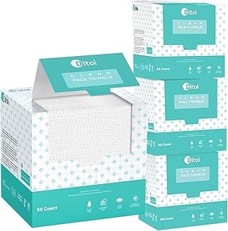 Ditoi Disposable Face Towels, Daily Facial Tissues, Super Soft and Thick Face Towels XL, Makeup Remover Dry Wipes, Facial Clean Cloths for Sensitive Skin, 10"×12" 50 Count (4 Pack)