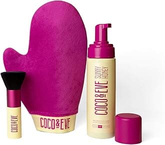 Self Tanner Foam Bundle - (Medium) Streak-Free Sunless Tanning Mousse, Included Mitt Applicator & Kabuki Brush, Vegan, Cruelty Free | Sunny Honey Bali Bronzing