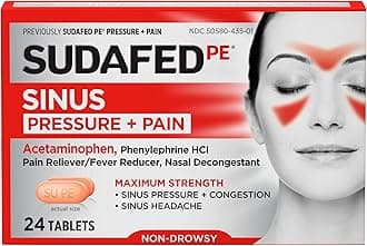PE Sinus Pressure + Pain Relief Maximum Strength Non-Drowsy Decongestant, 24 ct