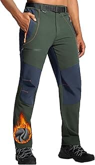 ISEEGZMens Hiking Snow Ski Pants Winter Insulated Fleece Lined Outdoor Men Waterproof Windproof Insulated With Belt