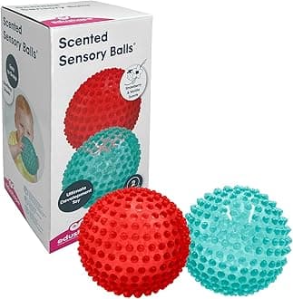 'Edushape The Original Sensory Ball for Baby - 4'' Baby Ball That Helps Enhance Gross Motor Skills for Kids Aged 6 Months & Up - Pack of 4 Vibrant & Colorful and Unique Toddler Ball'