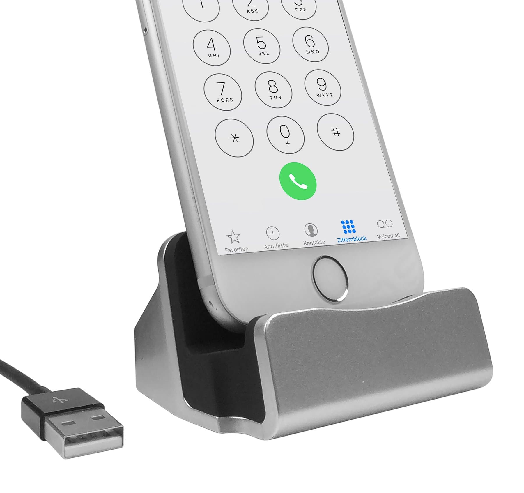 KAIOVA® iPhone Charger Dock, Aluminum Charge Data Sync Desktop Stand Charging Cradle Dock Station Holder with Lightning Cable Connector for iPhone 7 7 Plus SE 6S 6 6S Plus 6 Plus 5s 5 5c (Silver)