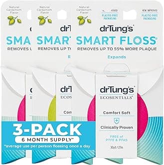 Smart Floss - Natural, PTFE & PFAS Free Floss, Gentle on Gums, Expands & Stretches, BPA Free Floss - Natural Dental Floss Cardamom Flavor (Pack of 3)