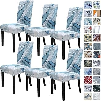 SPRINGRICO Chair Covers for Dining Room 6 Pack, Stretch Dining Chair Cover, Washable Spandex Kitchen Parsons Chair Slipcovers, Removable Seat Protector for Home or Party (Set of 6, Cassandra)