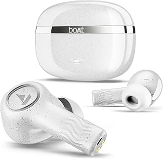 Boat Nirvana Iris Truly Wireless in Ear Ear Buds w/Up to 32 dB Active Noise Cancellation,120 Hrs Playback,Crystal Bionic Sound Powered by HiFi,Beast Mode,ENx Tech,Hearables App(Quartz White)