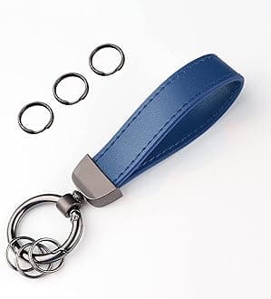Leather Car Keychain, Creative Personality Key Fob, Accessories Universal Keychain for Men and Women (Blue)
