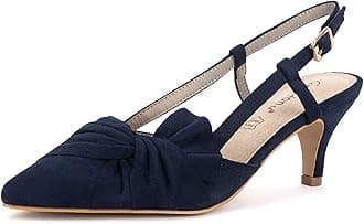 GreatonuWomen Shoes Kitten Heels Slingback Dress Pumps (7 US/38 EU, Blue)
