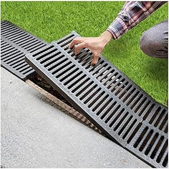 Drain Channel Strainers, Sewer Cover Grates, Kitchen Sewage Ditch，Trench Drainage, Linear Drain, Regular Trench Drain, for Garage Driveway Lawn (Color : Black, Size : 50x20x2.5cm)