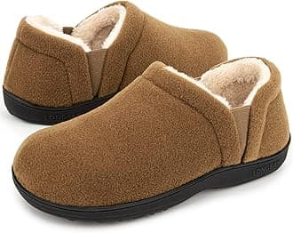 LongBay Men's Slippers Warm Bedroom Memory Foam House Shoes Slip-On for Indoor Outdoor Winter