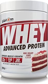 Whey Protein Powder | High Protein Shake for Muscle Growth & Recovery | Low Sugar Gym Supplement | Sports Nutrition Drink + Amino Acids (900g, Red Velvet Cake)