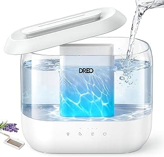 DREO Humidifier for Bedroom Baby, 4L Cool Mist Supersized Humidifiers for Home, 28 dB Quiet Air Humidifier for Room, Oil Diffuser, 36H Runtime, Night Light, Top-Fill, Easy to Clean & Fill, White