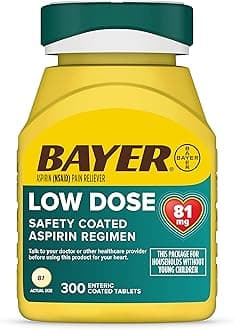 Bayer Aspirin Regimen 81mg Enteric Coated Tablets | Pain Reliever |300 Count