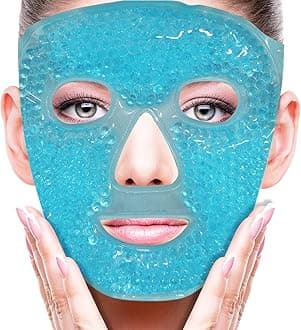 ZNÖCUETÖD Cold Face Eye Mask Ice Pack Reduce Face Puff, Dark Circles, Gel Beads Hot Heat Cold Compress Pack, Face SPA for Woman Sleeping, Pressure, Headaches, Skin Care, Post Laser Care[Blue]