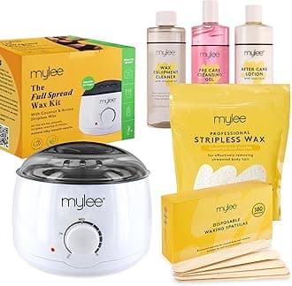 Professional Complete Waxing Kit with Wax Heater, Hard Wax Beads 500g, Applicator Spatulas, Pre & After Care Gel, Equipment Cleaner (Coconut & Arnica)