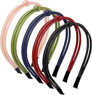 WOVOWOVO 5Pcs Leather Headbands for Women Cute Hair Bands for Women's Hair Headbands for Women Trendy Comfortable Thin Head Band Womens Headband Fashion Accessories