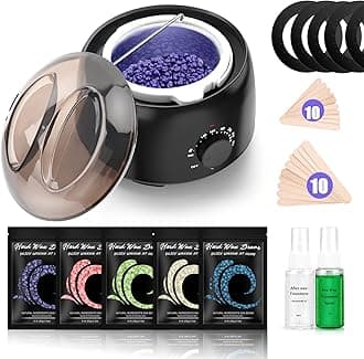 TIKESI Waxing Kit - Wax Warmer for Hair Removal, Hard Wax Kit with 14oz 5 Bags Hard Wax Beans for Full Body, Legs, Face, Eyebrows, Bikini, Brazilian Waxing Kit for Women Men
