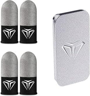 Gaming Finger Sleeves 0.3mm Glass Silver Fiber Seamless Thumb Fingertip Cover Anti-Sweat For PUBG/COD/LOL/ROS Gaming Finger Sleeves Finger Cots For Mobile Games Sensitive Mobile 2 Pairs (4 Pieces)