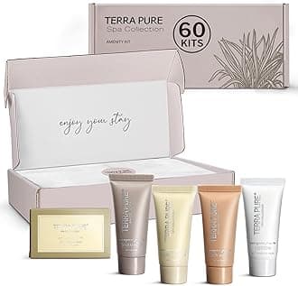 Terra PureSpa Collection Amenity Kit | Hotel Bulk Toiletries | 0.85 oz Shampoo, Conditioner, Lotion, Body Wash, Massage Bar for Guest Hospitality Vacation Rentals | 60 Sets/Case