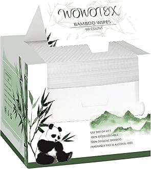 WOWOTEX Bamboo Viscose Disposable Face Towel Biodegradable Large Dry Face Wipes 120 Count Extra Thick Soft Clean Facial Towels for Sensitive Skin, Makeup Removing, Facial Cleansing