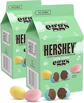Hershey Candy Coated Milk Chocolate Eggs 2 Cartons - Chocolate Covered in a Crunchy Candy Shell, For Easter Baskets, Egg Hunt, & Party Favors - 2.75 oz Carton