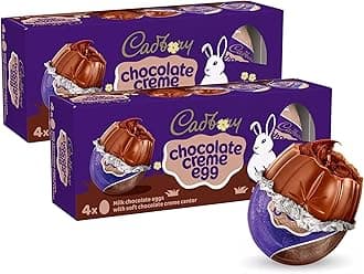 Cadbry Chocolate Creme Eggs Easter Candy 2 Pack - MilkChocolate With Soft Chocolate Creme Center For Easter Basket Stuffers, Gift Bags, Egg Hunt Sweets & Treats - 8 Eggs
