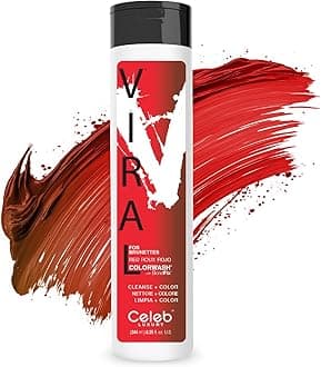 Red Hair Color Depositing Colorwash, Red Viral Shampoo for Brunettes and Brown Hair + Bondfix Bond Rebuilder, Semi Permanent Hair Color, Vegan Hair Dye by Celeb Luxury
