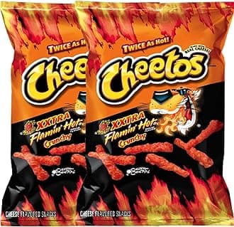 CheetosCrunchy XXtra Flamin’ Hot Net Wt. 3.5 Baggies Snack Care Package for College, Military, Sports (2)