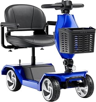 HomyKing Mobility Scooters for Seniors, 4 Wheel Foldable Mobility Scooters for Adults, Folding Travel Mobility Scooter with Seat, Electric Wheelchair, Powered Lightweight Motorized Scooter - Blue