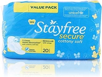 StayfreeSecure Cottony Soft Sanitary Pads - Regular,Pack of 20 Pads