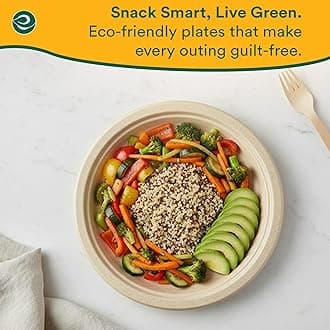 ECO SOUL 100% Compostable 10 Inch Paper Plates 750 [6x125 Pc] Disposable Bulk Party Plates I Heavy Duty Eco-Friendly Sturdy Dinner, Wedding, Event I Biodegradable Unbleached