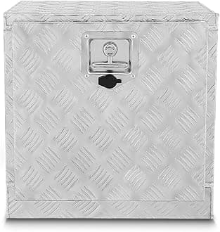DNA MOTORING Truck Tool Box Lockable Storage Box, Truck Bed Tool Box Truck Bed Organizer Aluminum Truck Tool Boxes for Bed of Truck, w/Lock & Keys, 18" L X 18" D X 17.7" H Silver, TBOX-T5-013-ALU