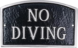 No Diving Small Arch Statement Plaque - Black/Silver