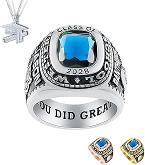 Official Mementos USA Premium American Brand Class Ring for Men – Express 5 Day Option - Classic Collection – Genuine Silenium, 925 Sterling Silver or 10KT Gold – Customized High School College University Class Ring – Graduation Gifts