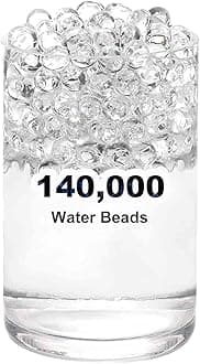 FALAMON 140,000 Clear Water Gel Beads, Water Gel Beads for Vase Filler, Christmas Decoration, Wedding Centerpiece, Floating Candles, Planting, Floral Decorations